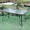 150cm Glass Top Outdoor Patio Garden Table Dining Tables Parasol Hole Furniture