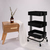 3 Tier Metal Kitchen Trolley Cart Slim Rolling Storage Rack Serving Shelf Tray