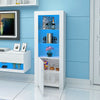 Modern White Tall Display Cabinet Cupboard Sideboard Unit RGB LED Living Room