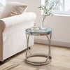 Round Coffee Table Sofa Side Table Clear Glass Top with Chrome Base Living Room