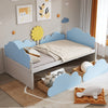 Toddler Bed 3ft Single Size Cloud Shape Junior Kids Bed with 2 Storage Drawers
