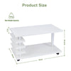 High Gloss LED Lights Coffee Tables w/ 5 Wheels Sofa Tea Table Living Room White