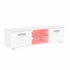 Modern White LED TV Unit Cabinet Stand Matt Body And High Gloss Doors Lights
