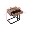Vintage Sofa Side End Table C-Shaped 1 Drawer Storage Bedside Cabinet Nightstand
