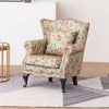 Occasional High Back Wing Floral Fabric Armchair Queen Metallic Rivet Chair Sofa