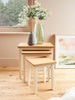 Nest of 3 Tables Nesting Coffee Side Table Wooden White Pine Space Saving Table