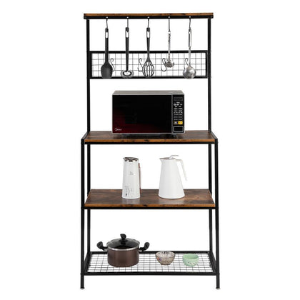 Kitchen Baker's Rack Utility Storage Shelf with 3 Shelves & Hook Micro-wave oven