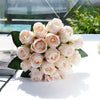 18 Heads Silk Rose Artificial Fake Flower Bouquet Bride Wedding Party Home Decor