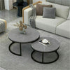 2PCS Industrial Marble Round Coffee Table Nesting Sofa Center Table Living Room