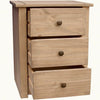 Bedside Chest 3 Drawer Solid Waxed Pine Rustic Bedroom Storage Unit