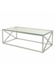 Glass Coffee Table Chrome Stainless Steel Modern Tempered Glass Living Room