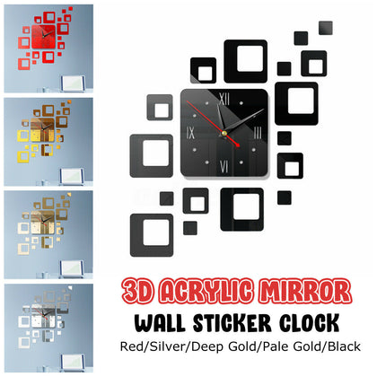 DIY Wall Clock 3D Crystal Mirror Living Room Sticker Watch Home Modern / j