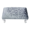 Crushed Velvet Silver Grey Footstool Living Room Coffee Table Chair Stool Metal