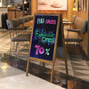 LED Fluorescent Sign Menu Board Neon Writing Glass Board Wooden Frame w/ Remote