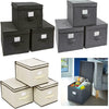 Set of 3 Foldable Collapsible Fabric Storage Basket Organiser Cubes With Lids