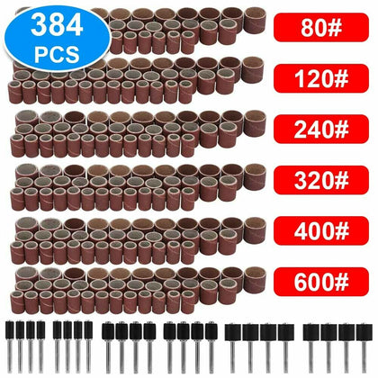 384PCS Drum Sanding Kit For Nail Drill Bits Dremel Accessories Rotary Tool New