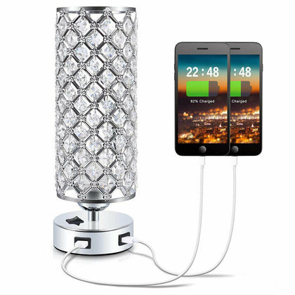 Modern USB Crystal Table Lamp Bedside Light Lighting Home Bedroom Decor