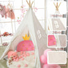 Cotton Canvas Kids Teepee Tent Children Wigwam Indoor Outdoor Play House 4 Poles