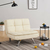 Single 1 Seater Cream Faux Leather Sofa Chair Lounge Settee Chaise Bedroom