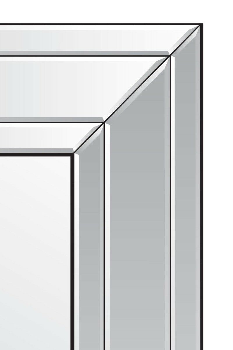 Large Wall Mirror Art Deco All Glass Rectangle Frameless 3ft X 2Ft 90cm X 60cm