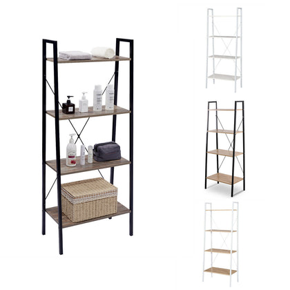 4-Tier Storage Rack Bookcase Display Plants Stand Shelf Metal Frame Ladder Shelf