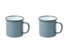 2 x Falcon Enamel Mugs Cups Tin Metal Camping Outdoor Tea Coffee White Red Grey