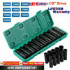 10PC 1/2" Drive Deep Impact Sockets Set Long Reach Sockets Wheel Wrench Nut Tool