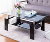 Glass Coffee Table With Storage Modern Living Room Furniture Tea Coffee Table