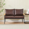 Deep Brown Faux Leather Sofa Armchairs Couches Industrial Living Room 2 Seater