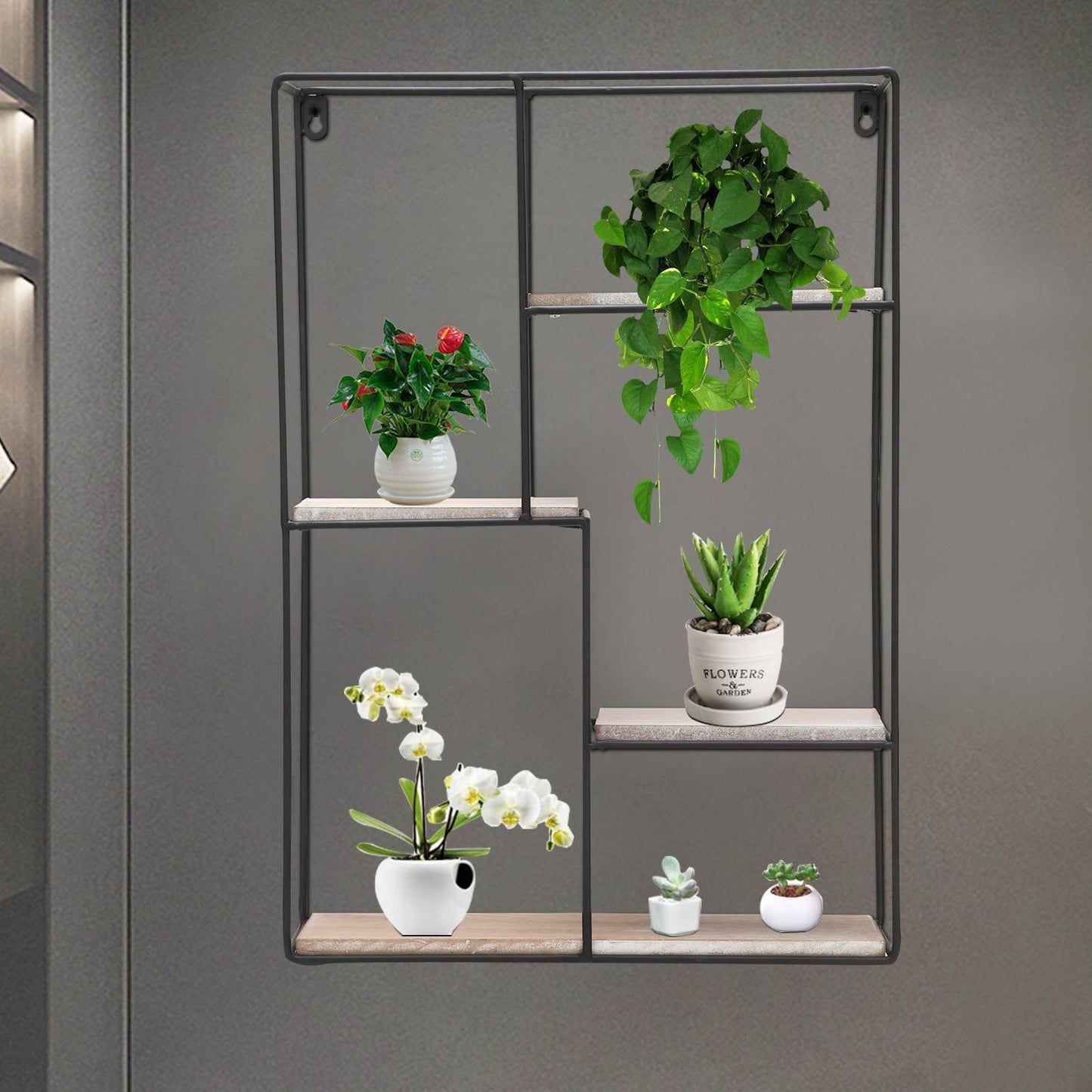 Modern Metal Wire Wall Shelf Storage Home Office Decor Floating Flower Shelve