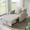 Folding 3-in-1 Sofa Bed Pull Out Convertible Chair Fabric Cream Recliner Sleeper