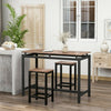 Bar Table and Stool Set For Kitchen Dining Room 2 Metal And Wood Stools High