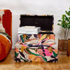 Storage Trunks Set of 2 Chests Abstract Tropical Print Velvet Gold Case