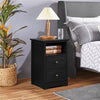 Black Bedside Cabinet with 2 Drawers & Shelf,Nightsta
