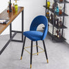 Velvet Bar Stool Modern Breakfast Bar Chair Kitchen Barstool Backrest Metal Legs