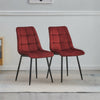 Set of 2 Velvet Dining Chairs Soft Padded Seat Metal Legs Modern Office Kitchen