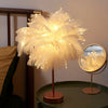 White Feather Desk Lampshade w/ Remote Control Table LED Lamp Shade Night Light