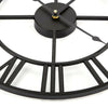 LARGE WALL CLOCK METAL BIG ROMAN NUMERALS GIANT OPEN FACE HOME DECOR 40CM BLACK