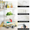 3/4 Tier Kitchen Trolley Cart With Handle Storage Rack Tray Shelf Rolling Wheels