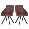 2X Brown/Grey Faux leather/Velvet Dining Chairs Set Kitchen Dining Room Chairs