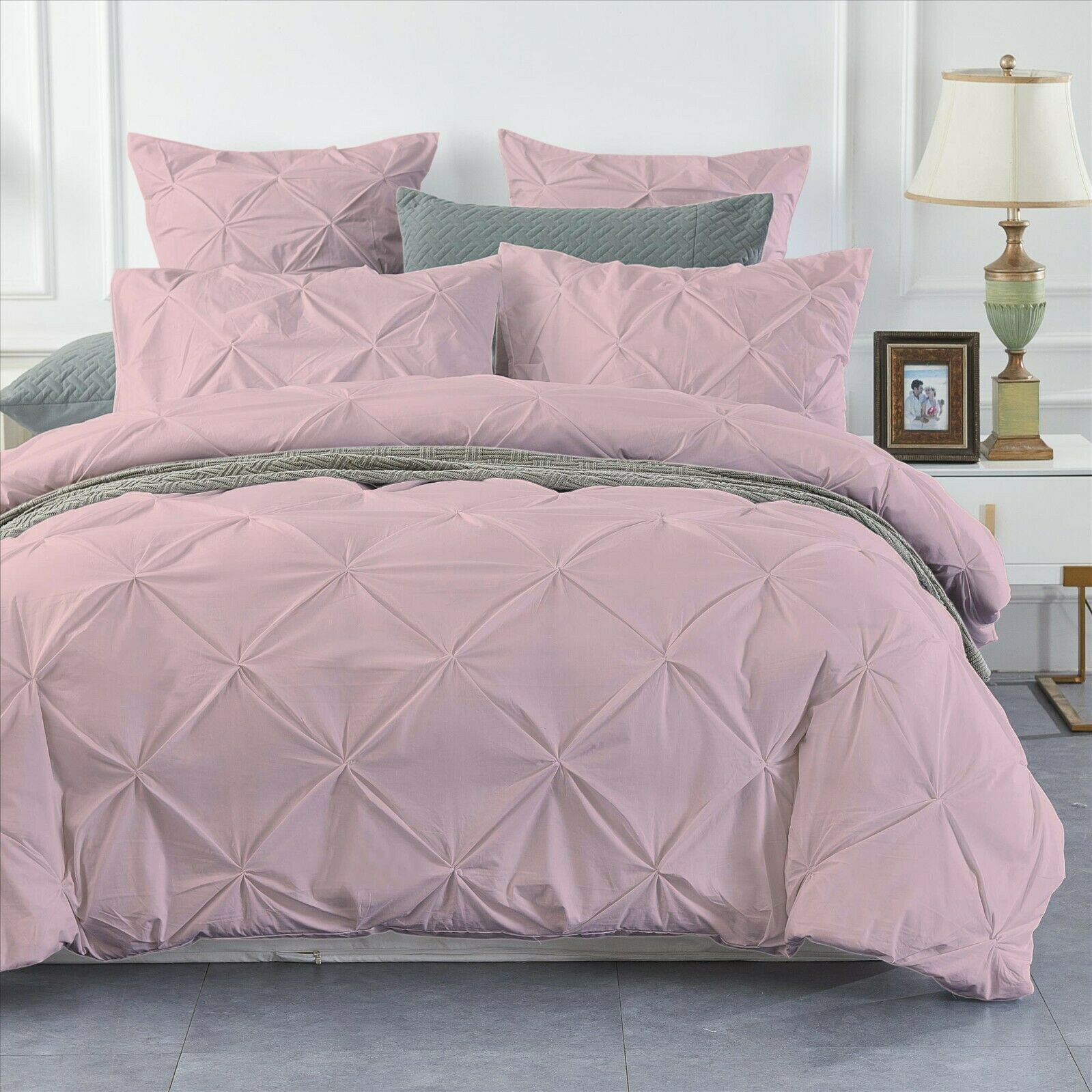 200 TC 100% EGYPTIAN COTTON PINTUCK DUVET COVER BEDDING SET DOUBLE KING SIZE