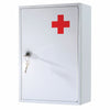 NEW METAL WHITE CABINET STEEL LOCKING MEDICINE DRUGS UPBOARD STORAGE FIRST AID