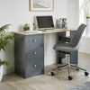 Two Tone Graphite Office Desk PC Workstation Oak Top 3 Drawer 3 Shelf Storage