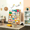 6-Tier Kids Wooden Book Shelf Sling Storage Rack Organizer Bookcase Bookshelf UK