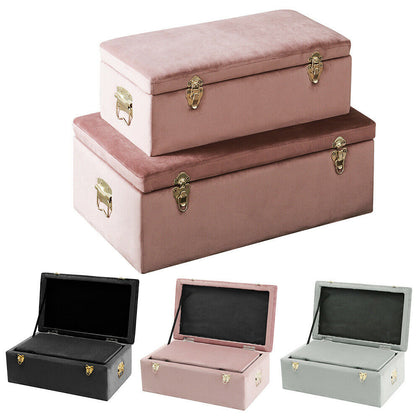 Set of 2 Large Storage Trunks Box Chest Living Bedroom Organizer Solution Bench