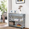 3-Tier Console Table X-Design Hallway Storage Cabinet Sofa Side Table W/ Drawer