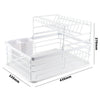 2 Tier White Plate Dish Cutlery Cup Drainer Rack Drip Tray Plates Holder Kitchen