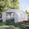 Walk-In Polytunnel Greenhouse w/ Roll Up Door Windows, 4.5x3x2 m White