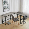 Light Grey L Shaped Desk Working Gaming Computer Corner Table with Storage Shelf