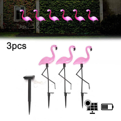 Solar Powered Flamingo Lawn Lamp Outdoor Stake Landscape LED Lights Garden Decor